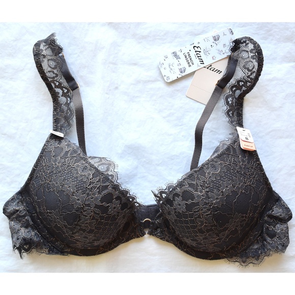 ETAM NWT POETIQUE METALLIC GREY UNDERWIRE PLUNGE PUSH-UP BRA. SIZE 36B - Picture 6 of 11